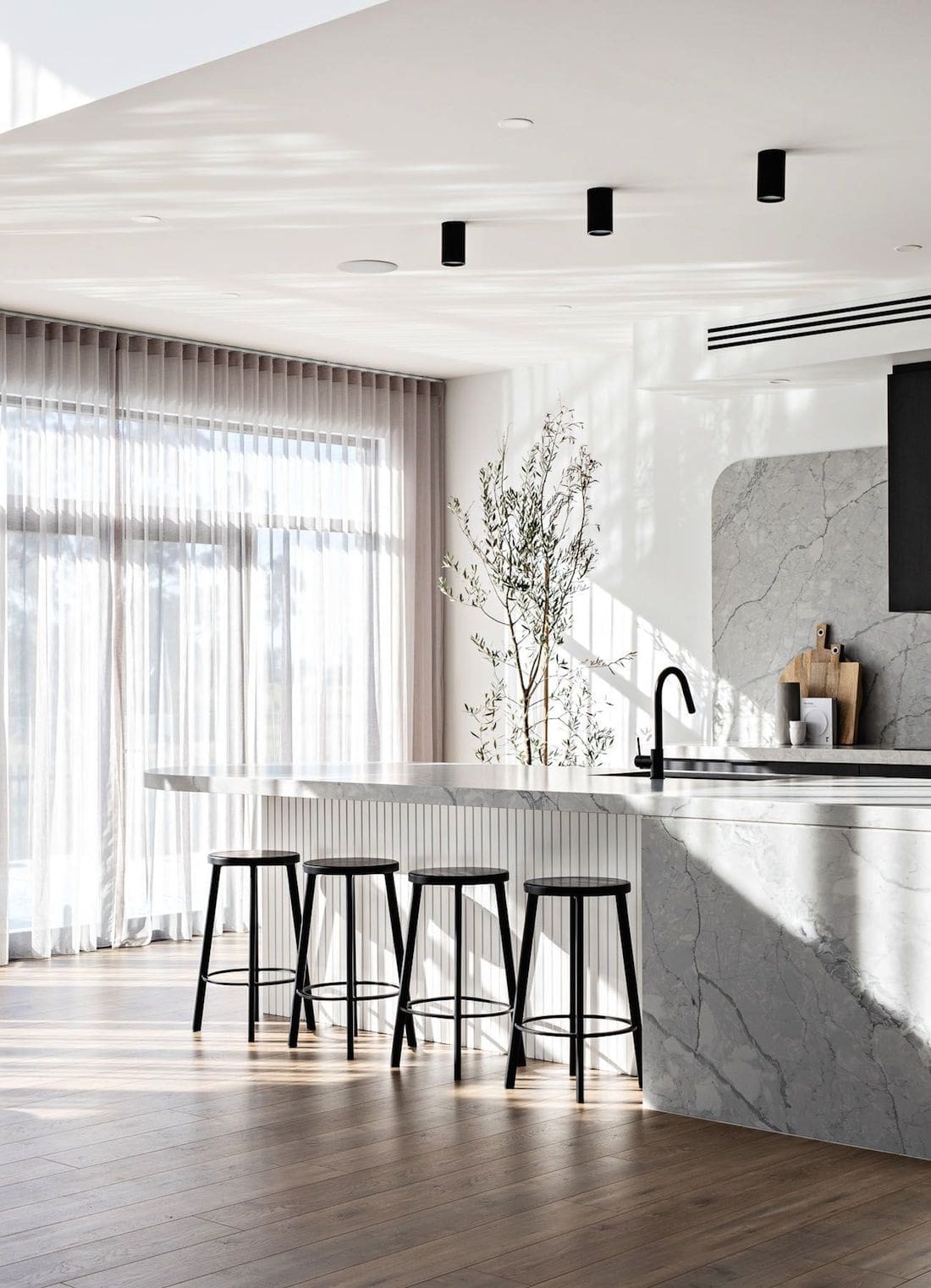 Light and bright black kitchen