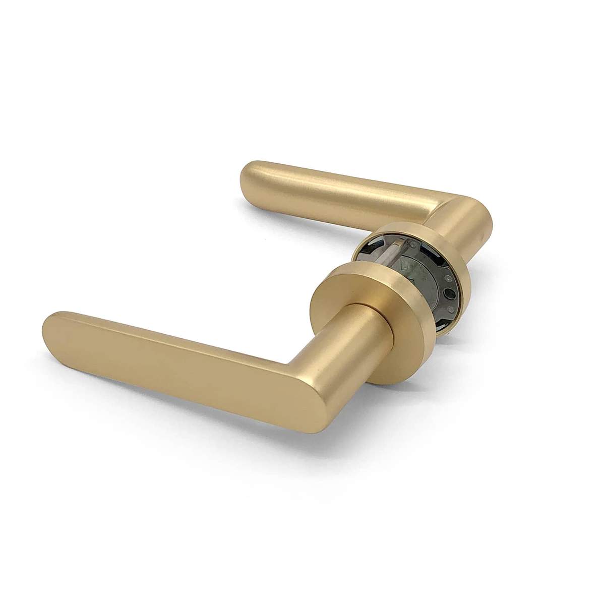 Havana door handle in satin brass