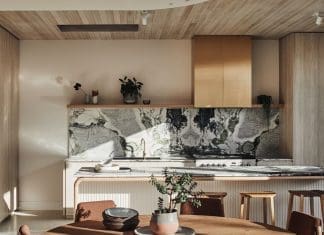 Natural stone kitchen splash back