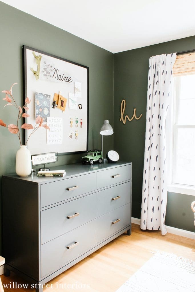 Olive green bedroom