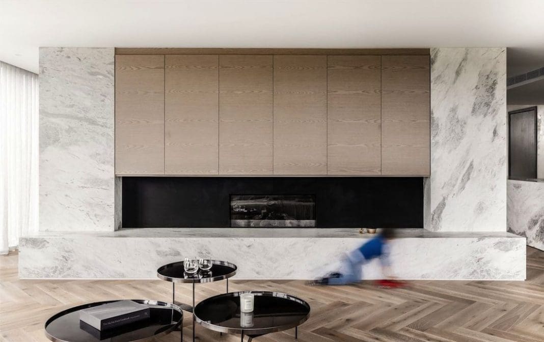 A luxe material palette penthouse with ideas to steal | Style Curator - Textured Walls In High-End Penthouse Apartments