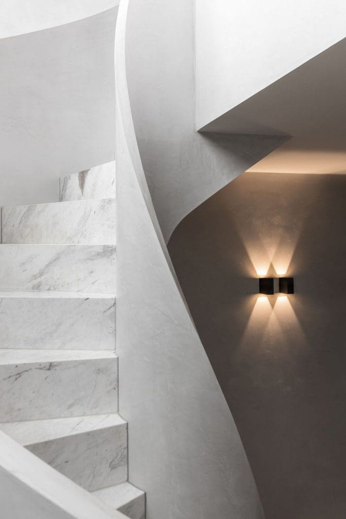 Marble curved staircase in Penthouse