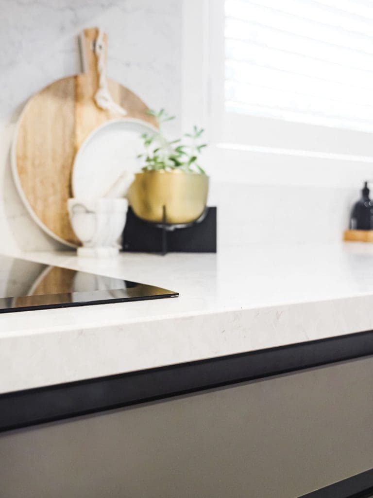 White stone benchtop in kitchen