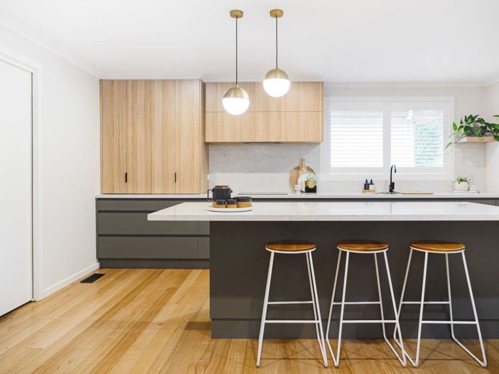 Grey and timber kitchen