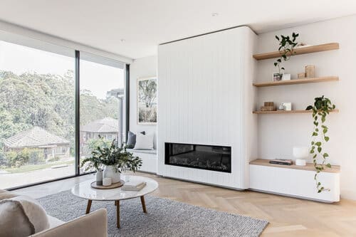 Custom joinery fireplace and shelving