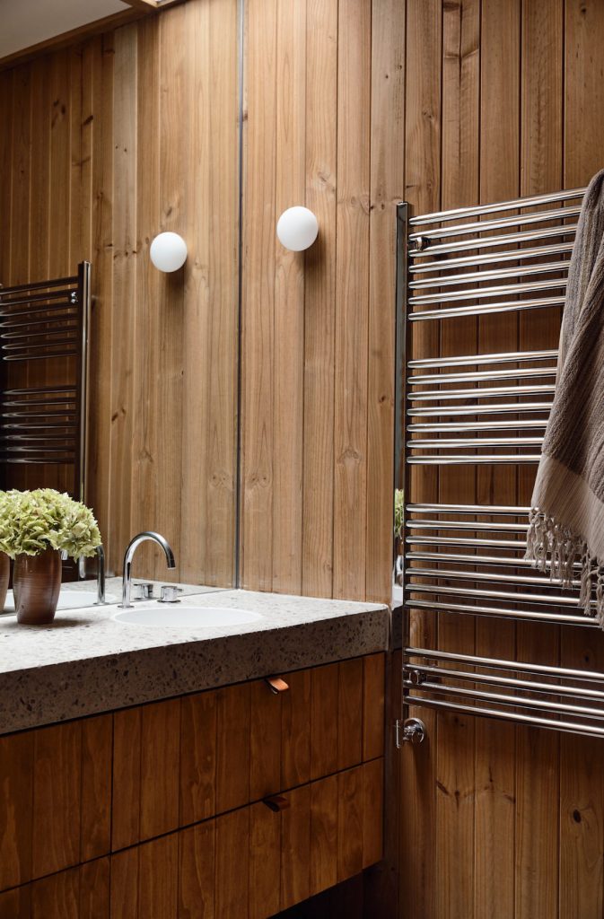 Wooden panelled bathroom
