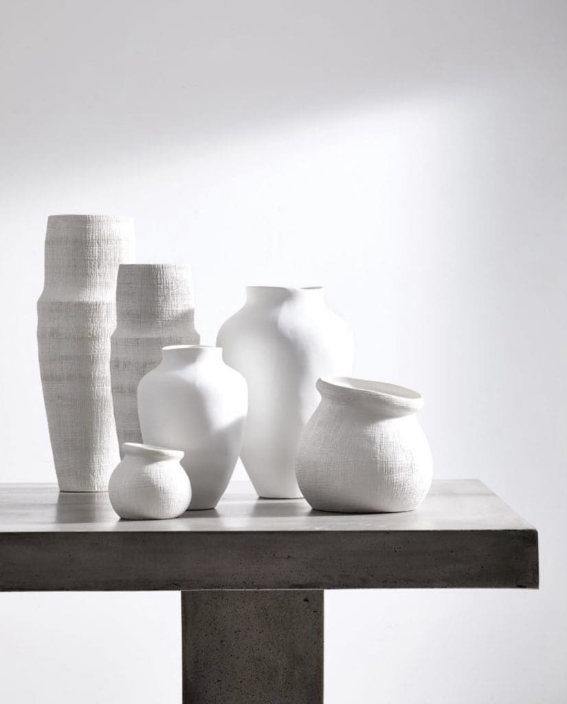 White ceramic vases