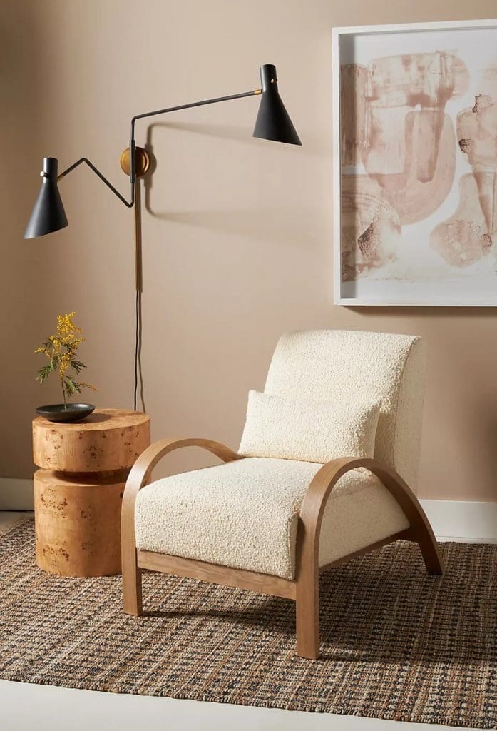 White Boucle armchair