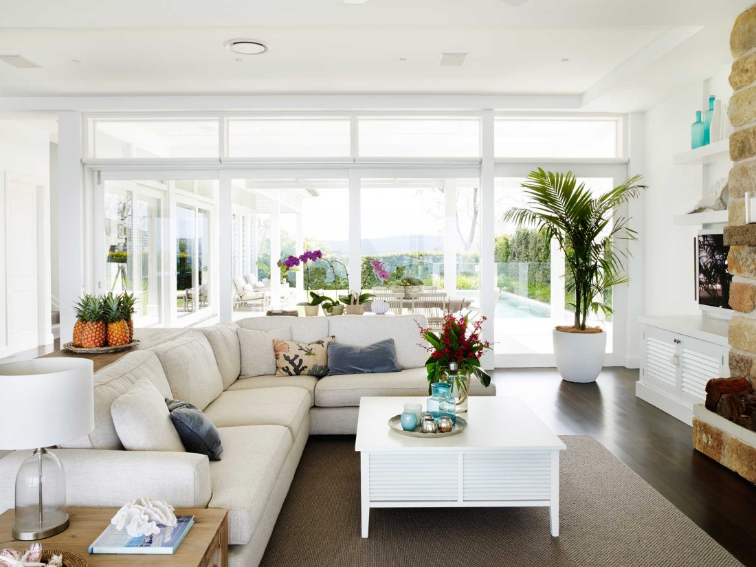 Coastal Hamptons home living room