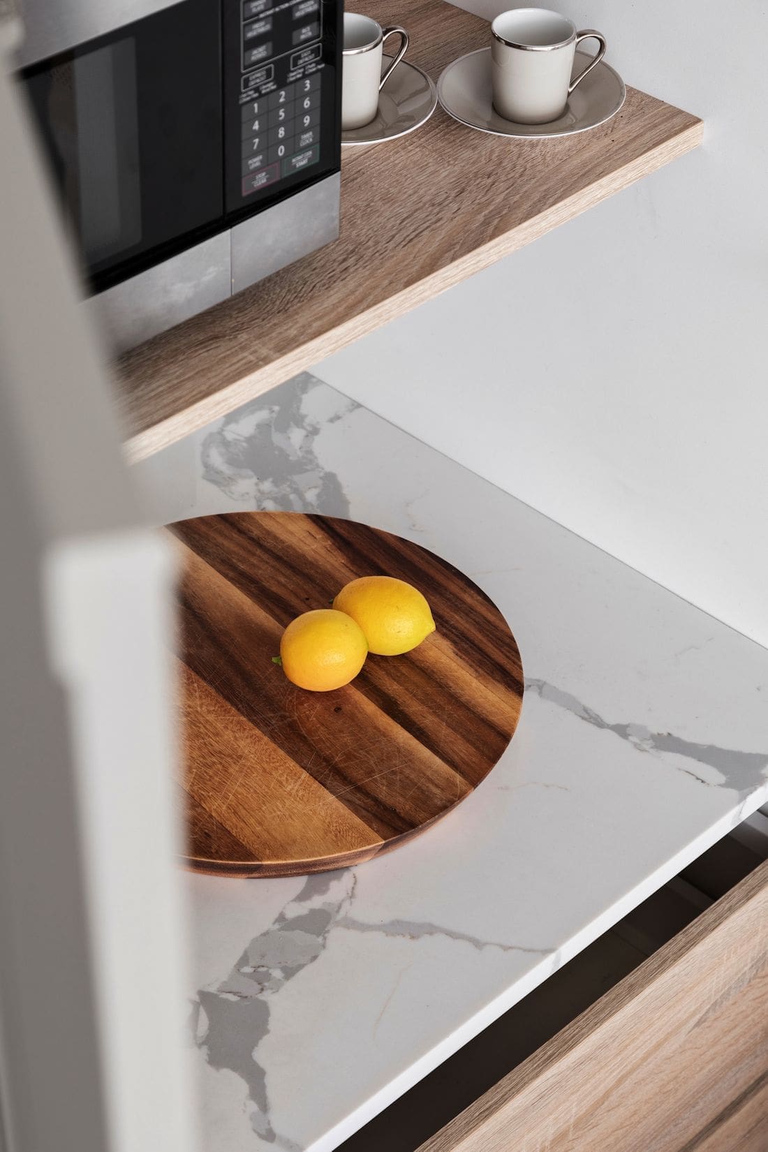 Marble bench inside kitchen cupboard