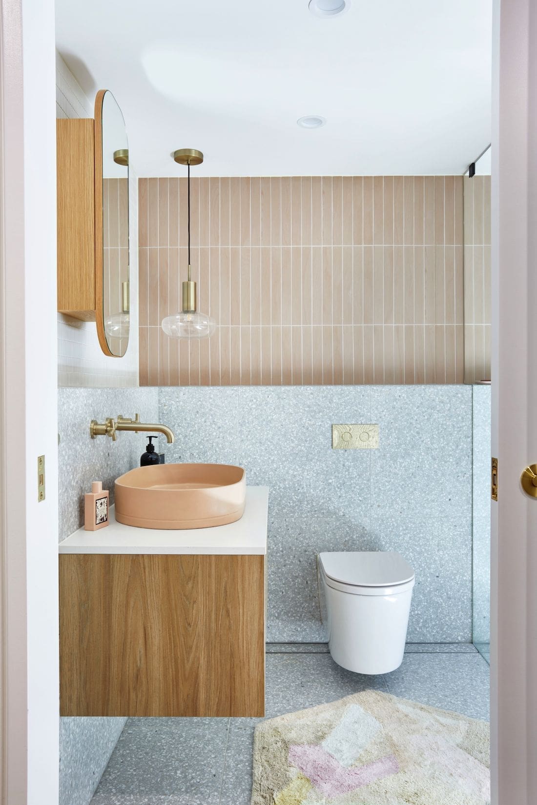 Pink and terrazzo bathroom