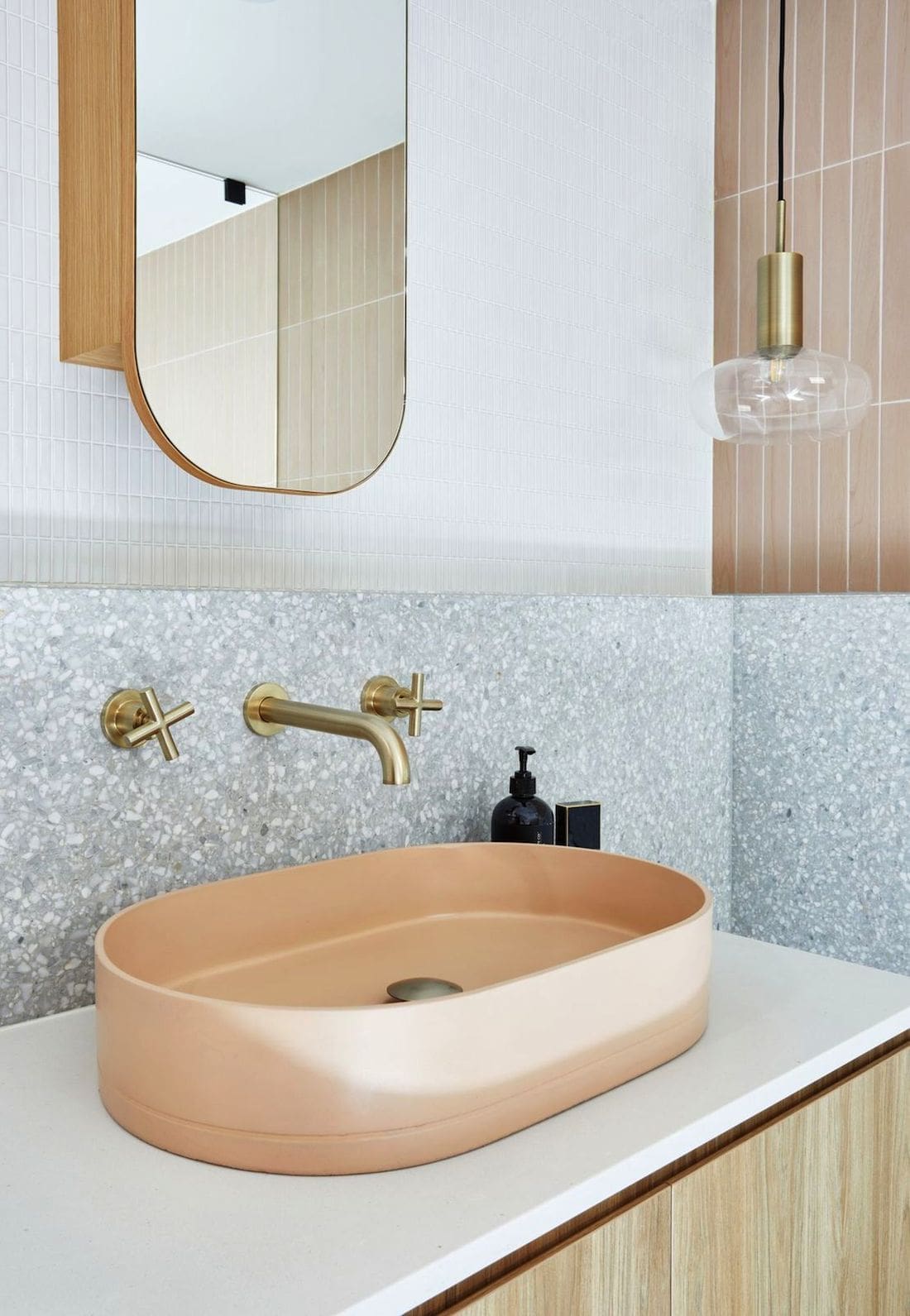 Terrazzo and pink bathroom