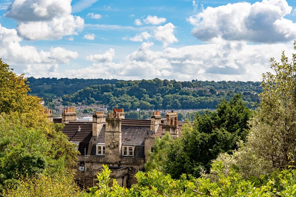 View of the city of Bath from apartment window