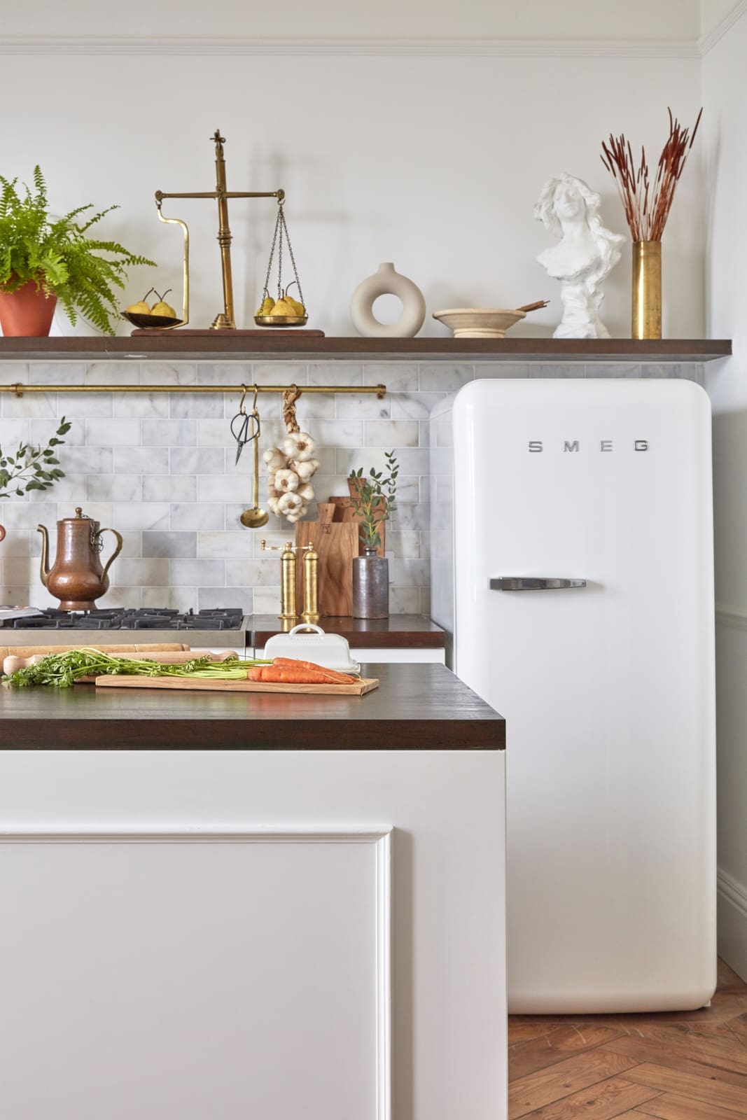 Belle Vue Georgian apartment renovated kitchen with SMEG fridge