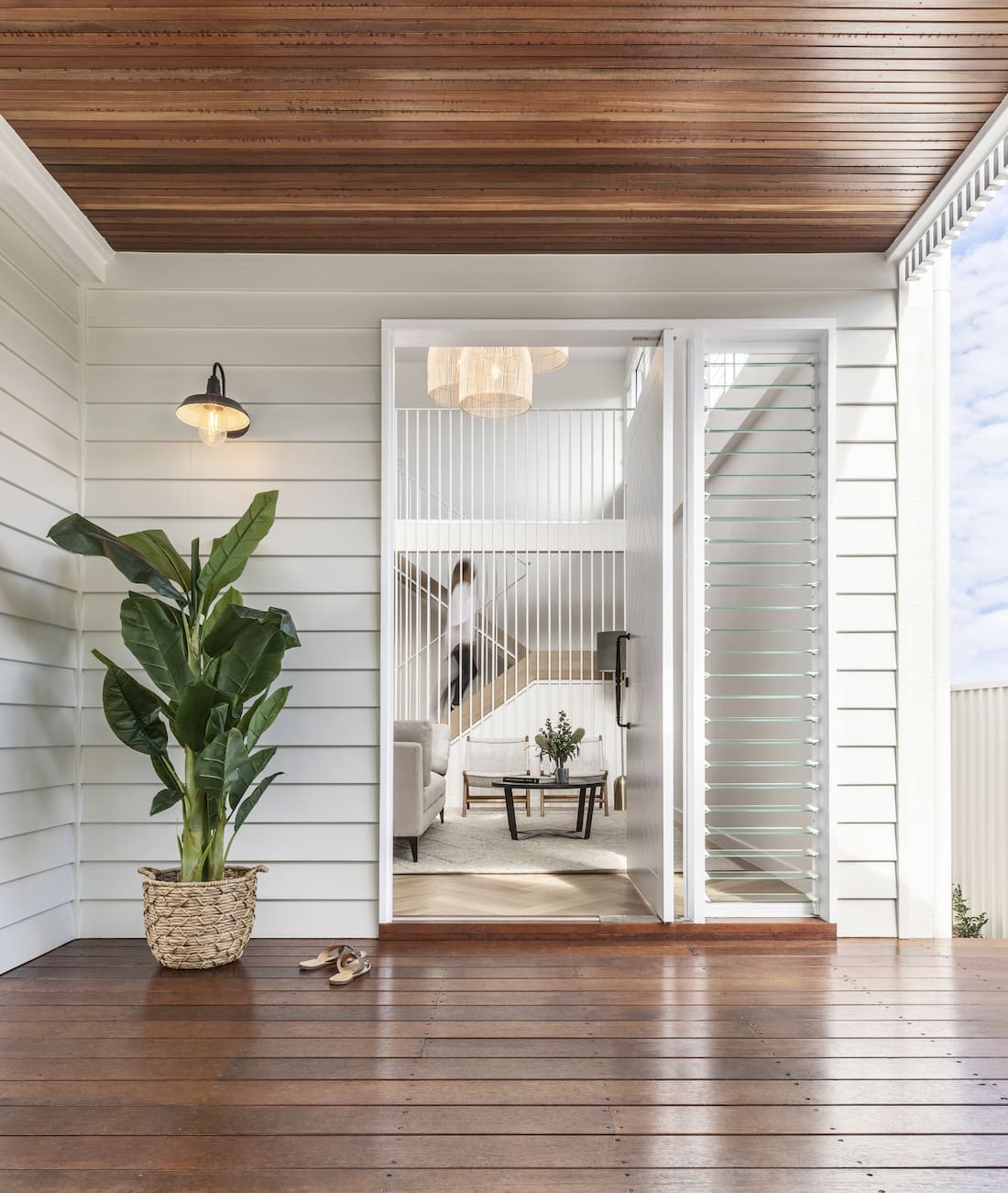 Timber cladding on exterior of home