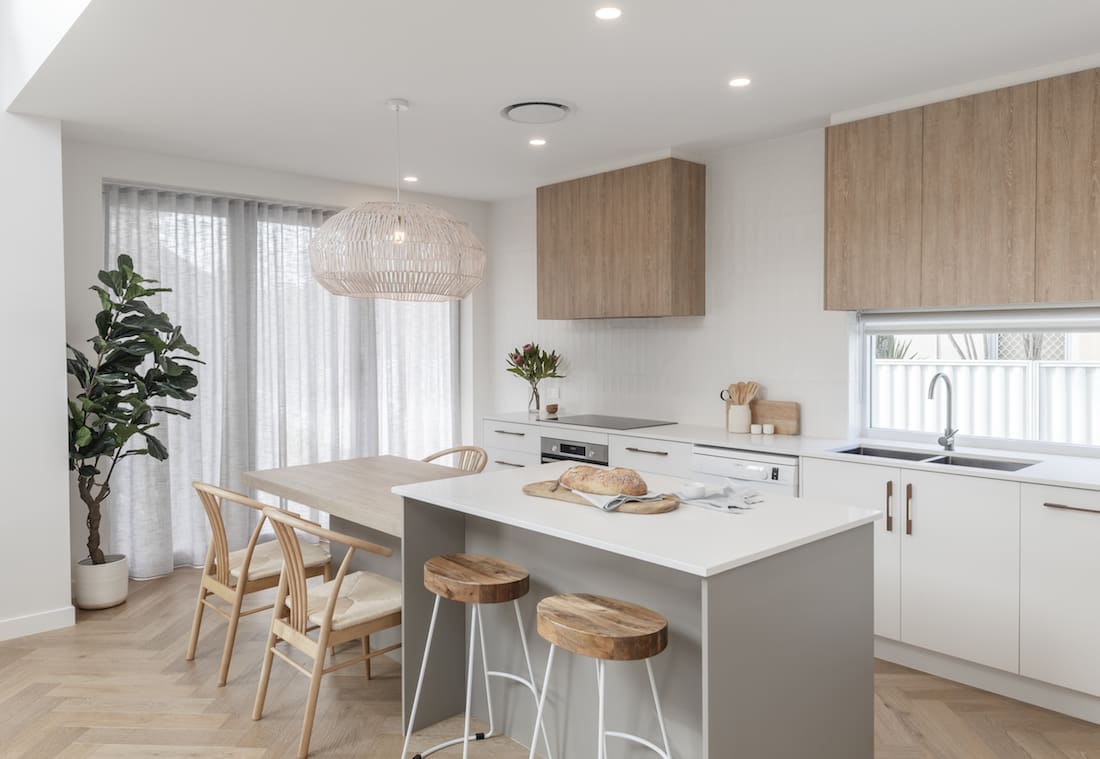 Small kitchen with built-in dining table