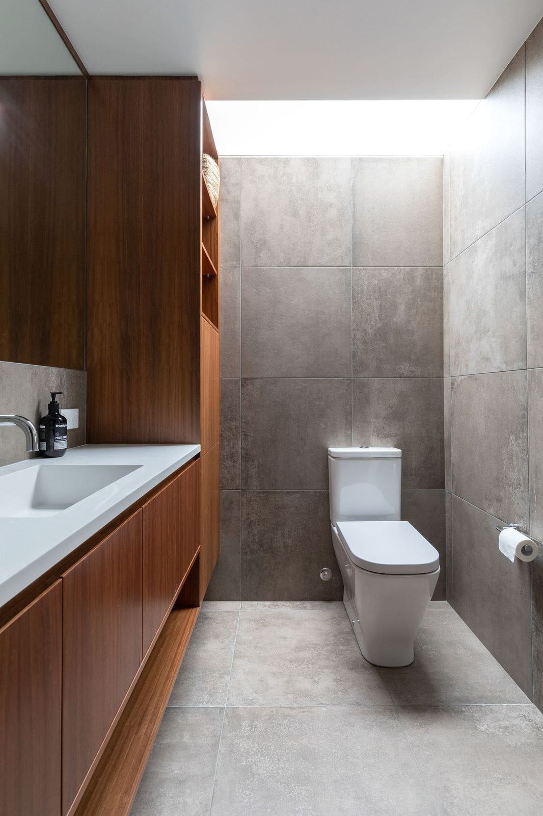 Grey and timber bathroom