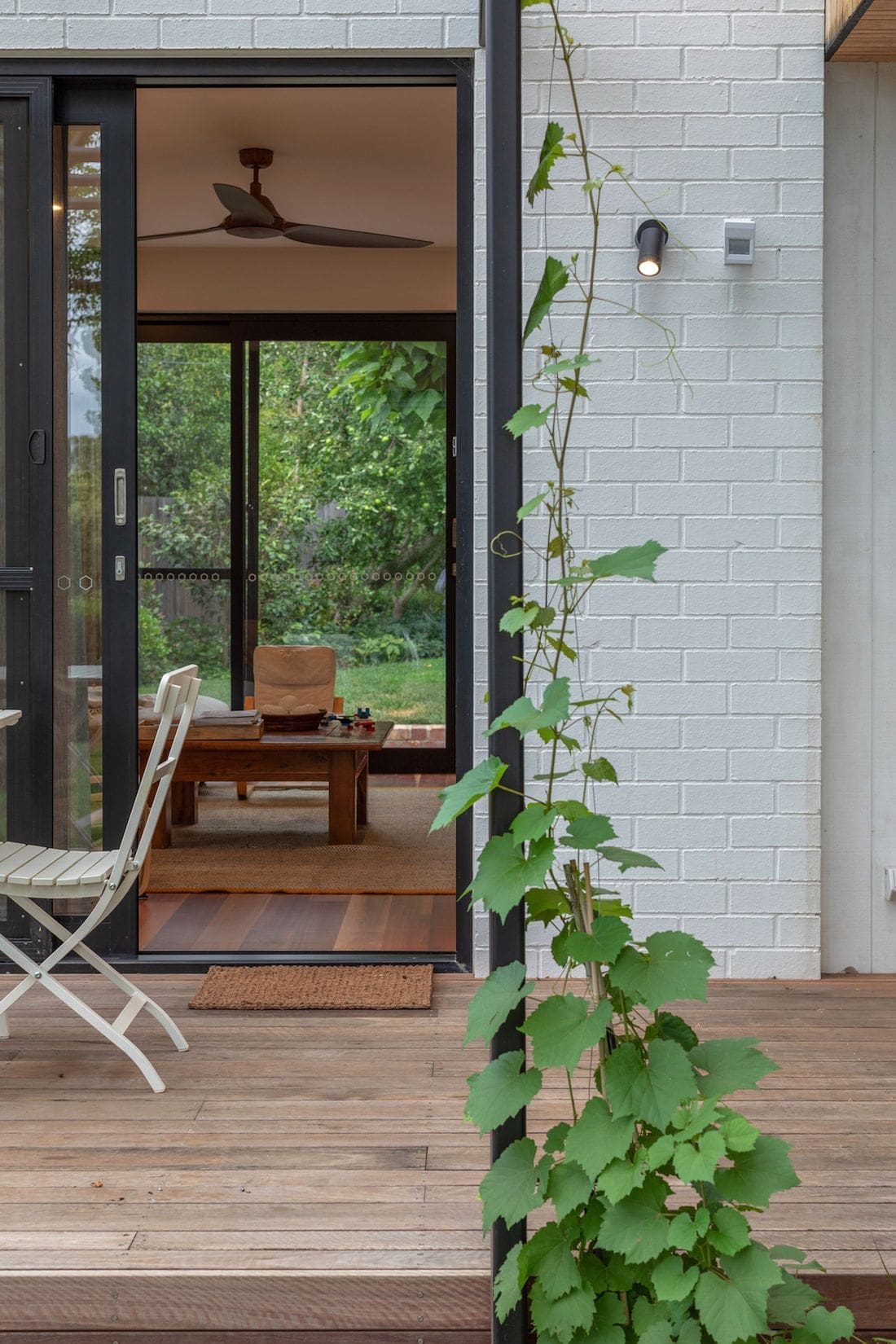 Outside deck seating area of Ribbon House