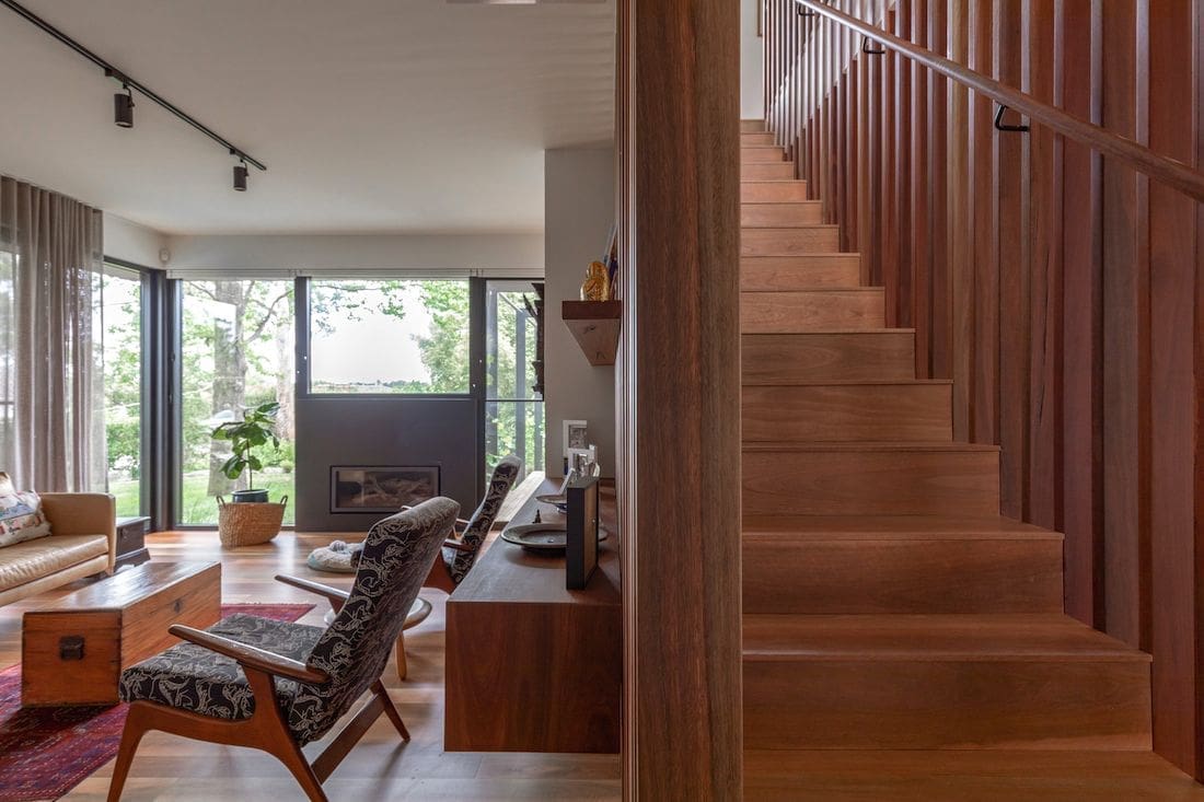 Timber staircase of Ribbon House