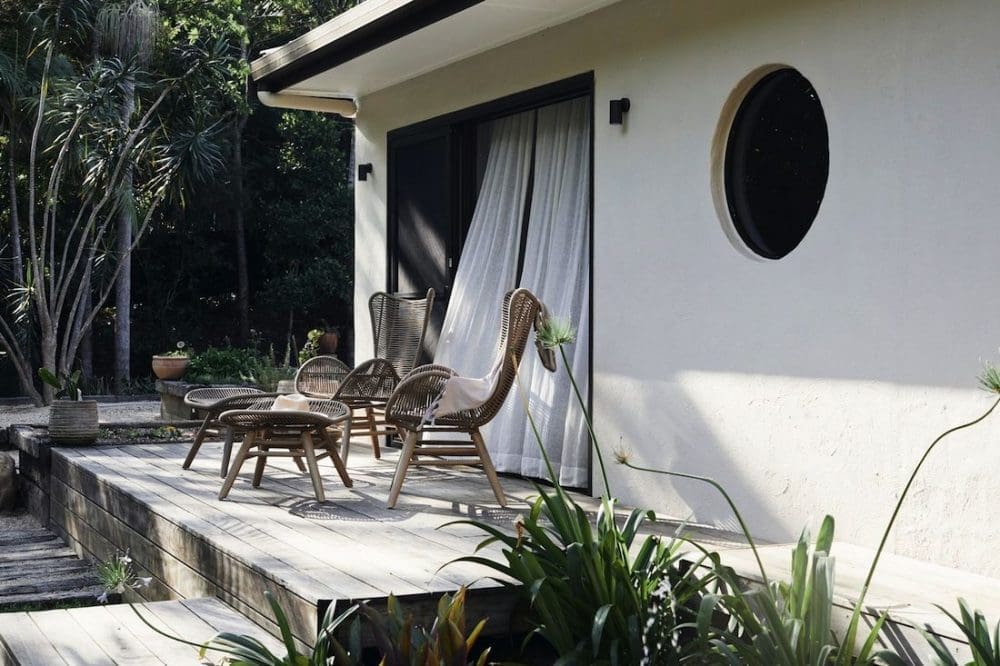 Exterior deck with porthole window