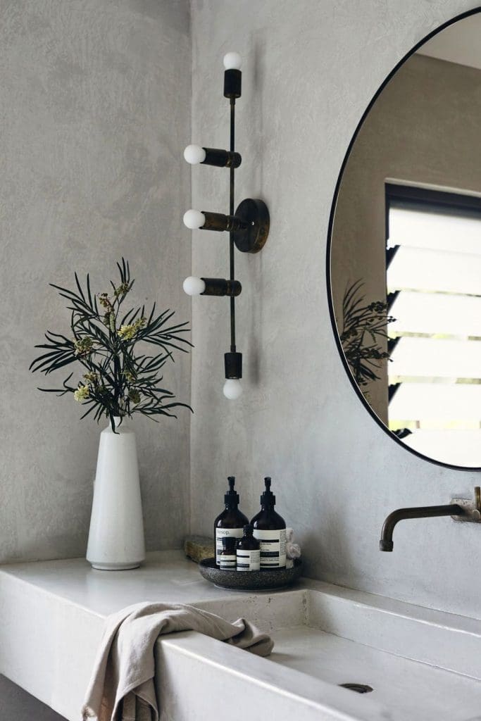 Bathroom with sink built into vanity