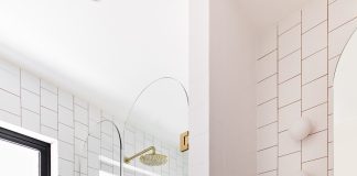 Colourful bathroom featuring Fibonacci Stone Fatima's Reflection