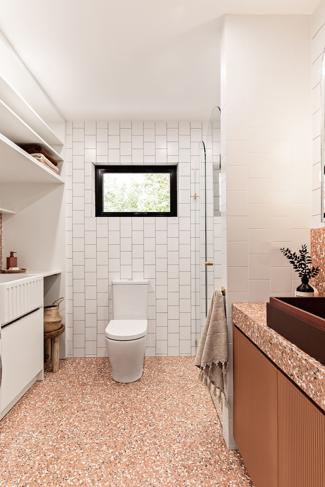 Terrazzo bathroom with Fibonacci Stone Fatima's Reflection