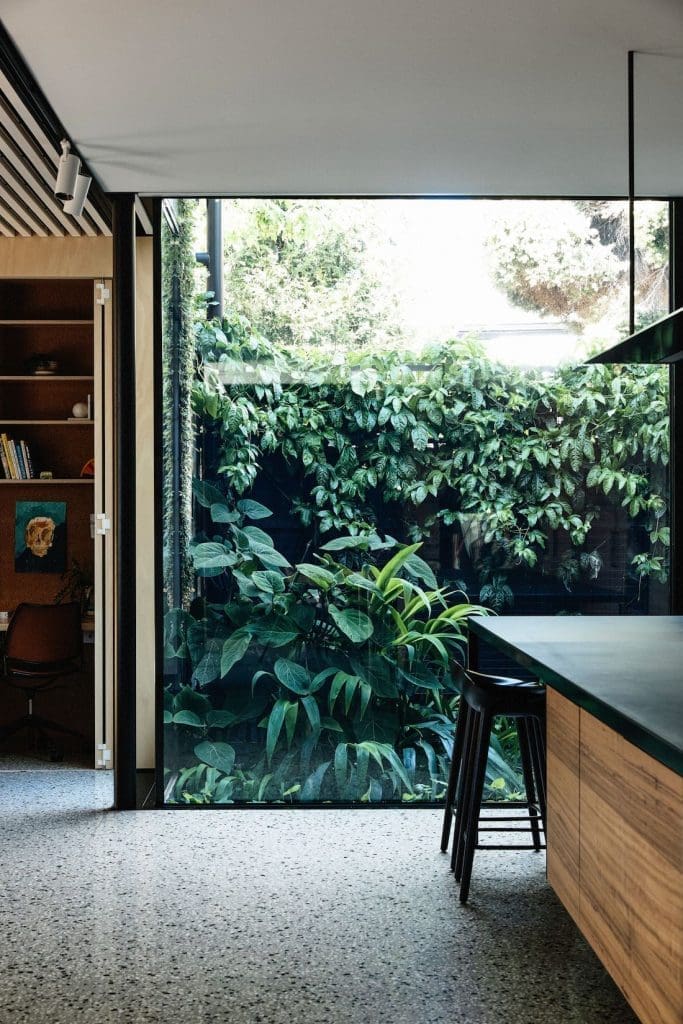 Huge window showcasing garden from kitchen