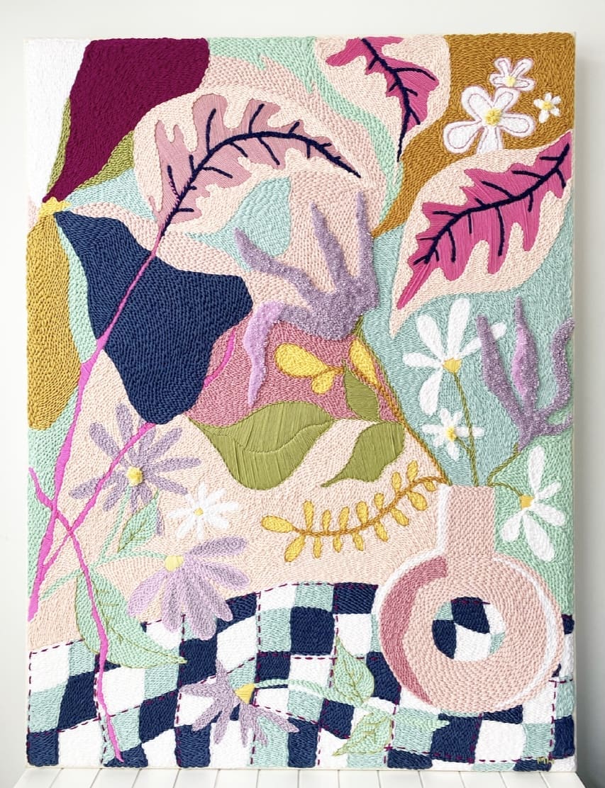 Floral tapestry art but Monica Henry