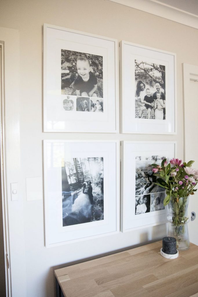 Popic black and white small space gallery wall