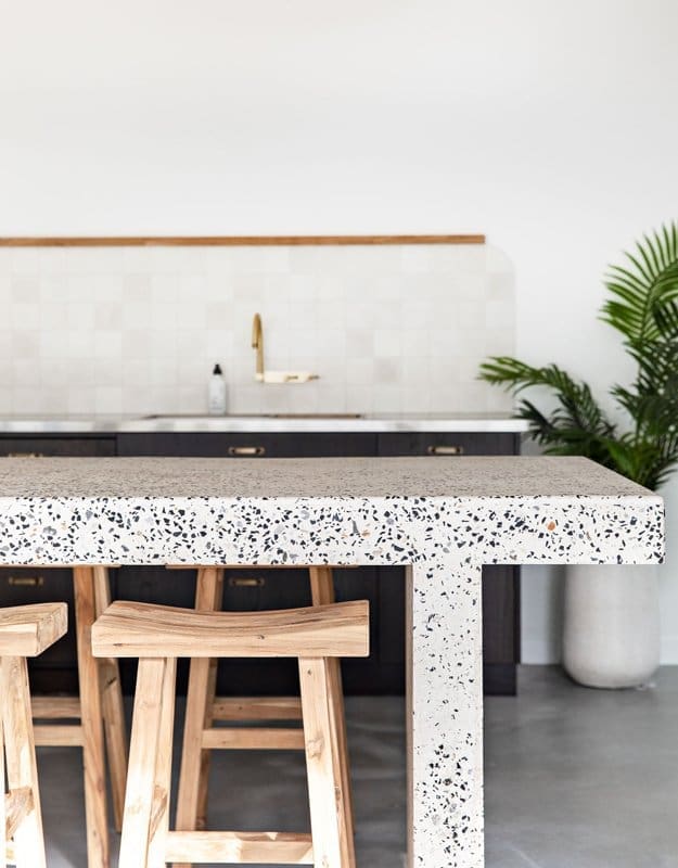 Concrete bench in kitchen