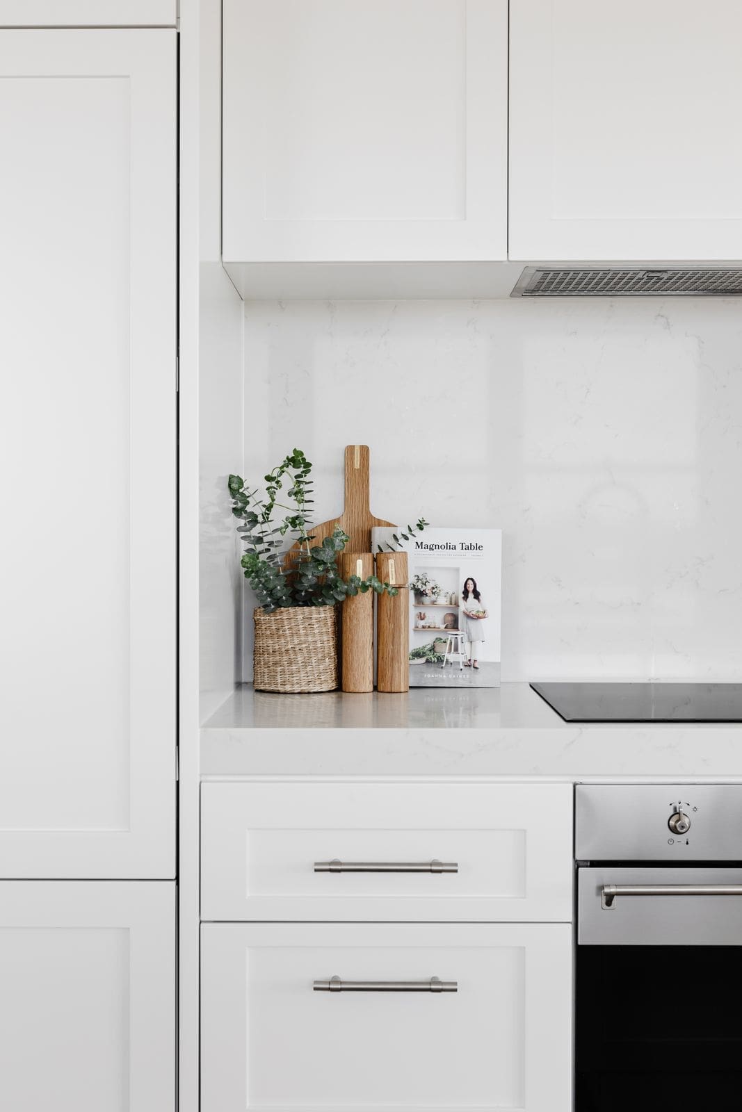 Kitchen vignette in white kitchen