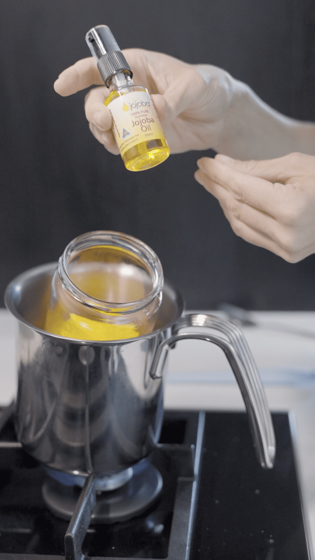 Create a double boiler to melt ingredients