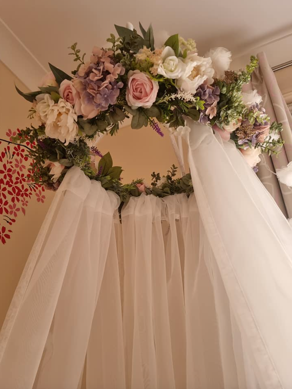 DIY floral canopy using Kmart flowers