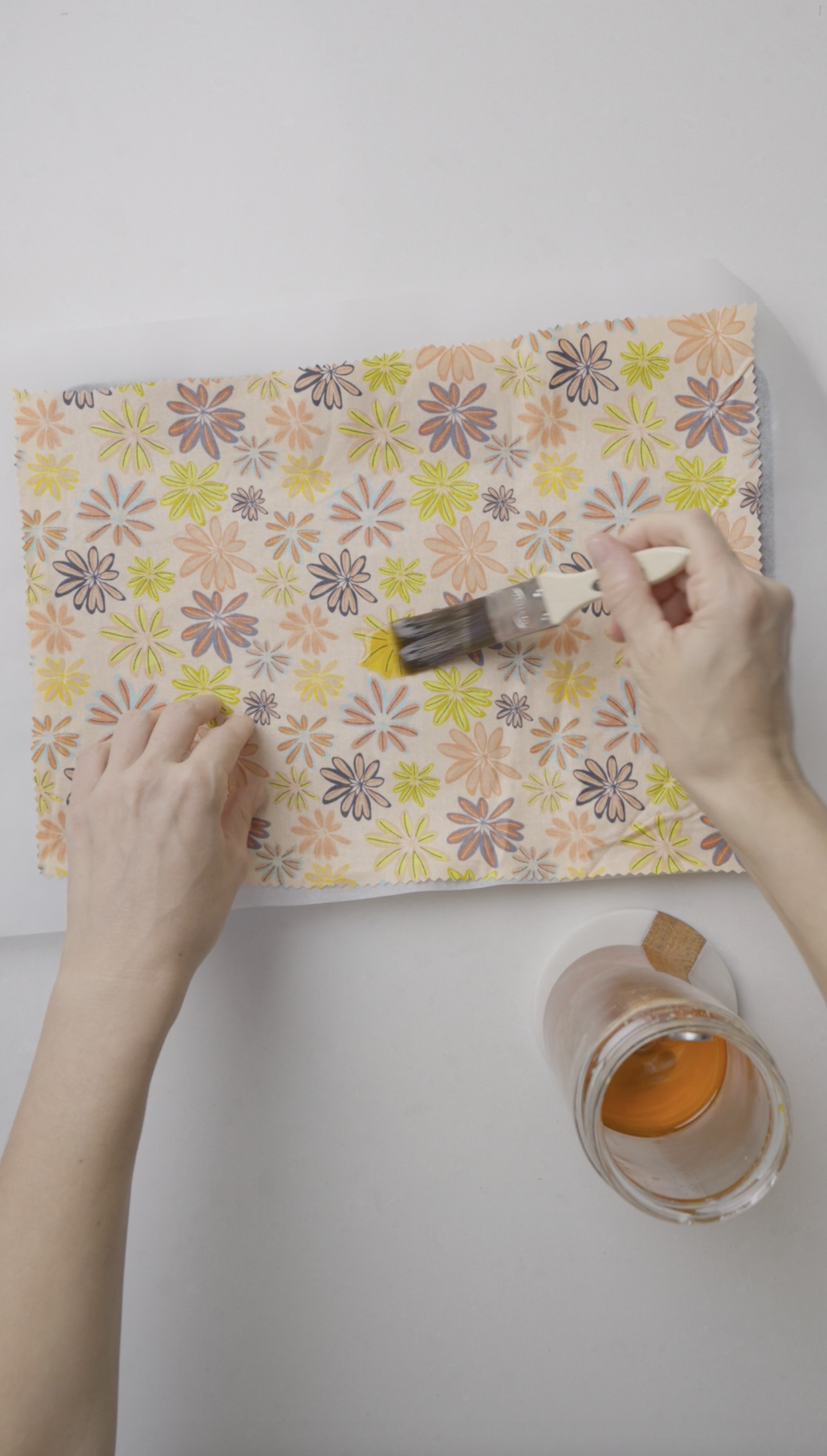 Paint fabric with beeswax mixture