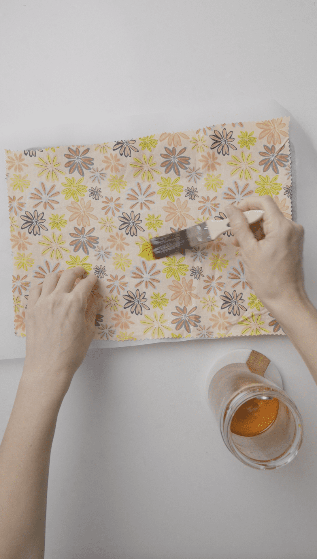 Paint fabric with beeswax mixture