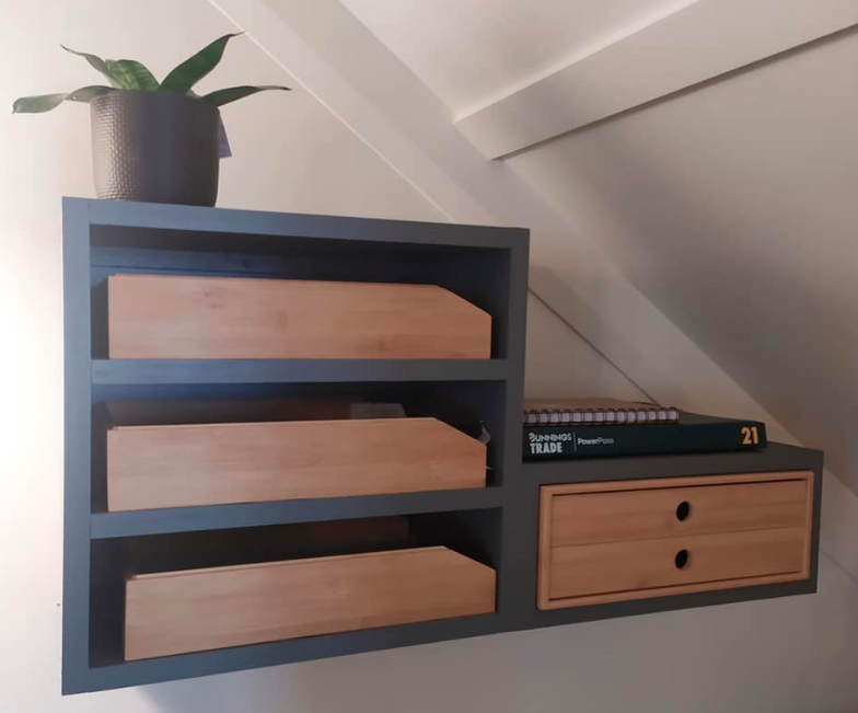 Timber shelves with bamboo Kmart office products