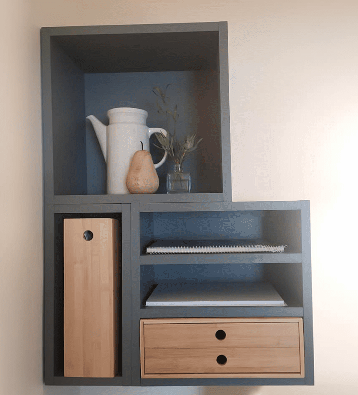 Timber shelves with bamboo Kmart office products