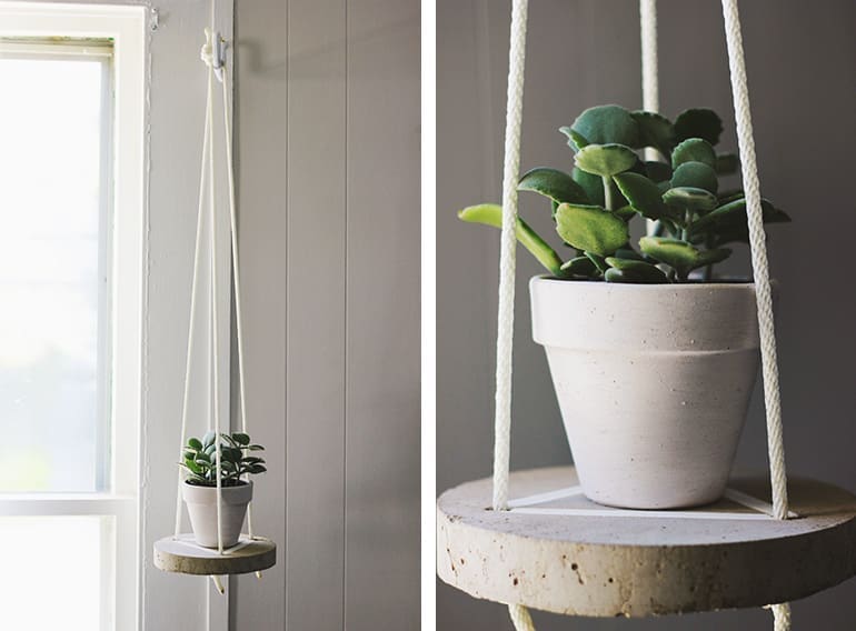 Finished cement pot plant hanger