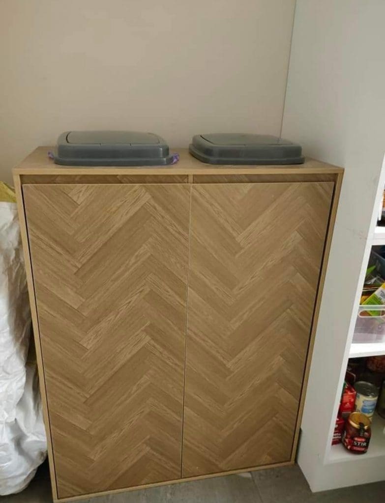 Parquetry Kmart cabinet bin hack