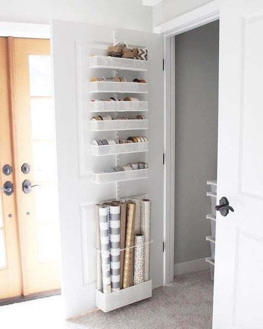 Gift wrapping back of door storage ideas