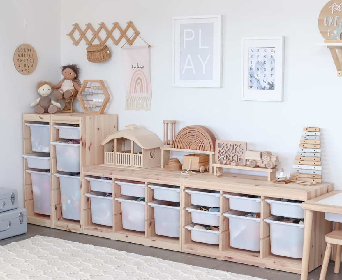 6 Drawer Wooden Storage Rack Kids Character Toy Organiser Tidy Bedroom Nursery 