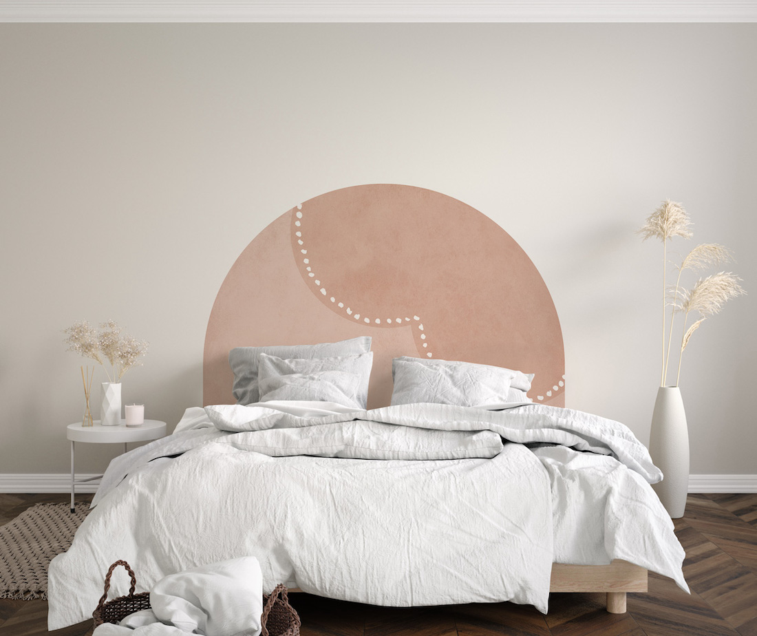 Removable headboard wall decal in pink