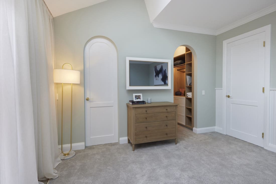 Arched doorways in master bedroom