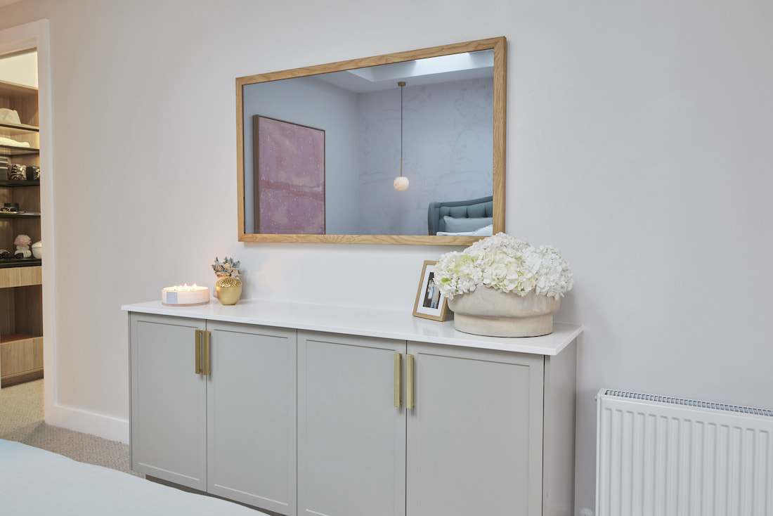 Dove gray sideboard with mirror