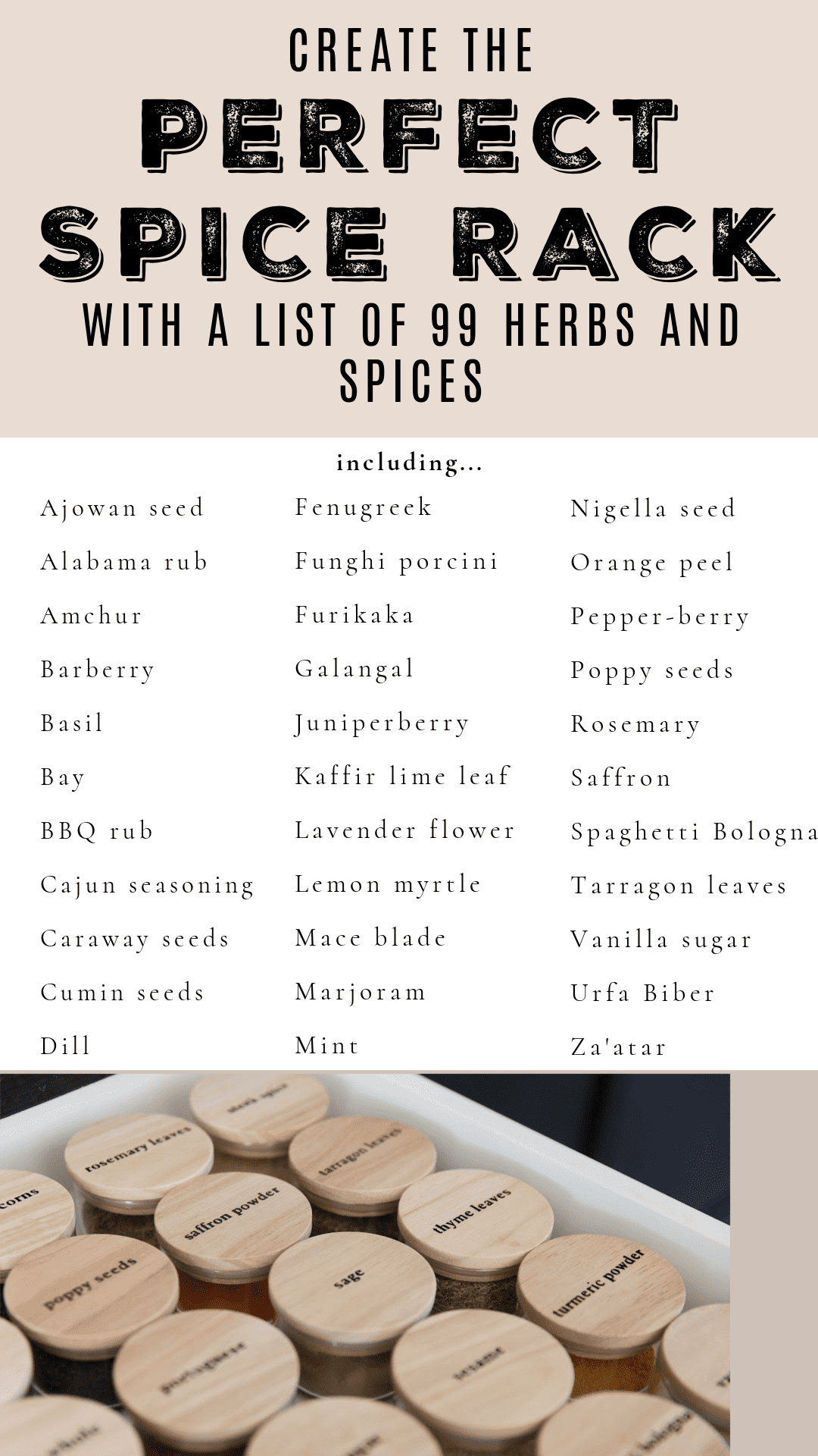 Checklist of Spices & Herbs You Need In Your Kitchen