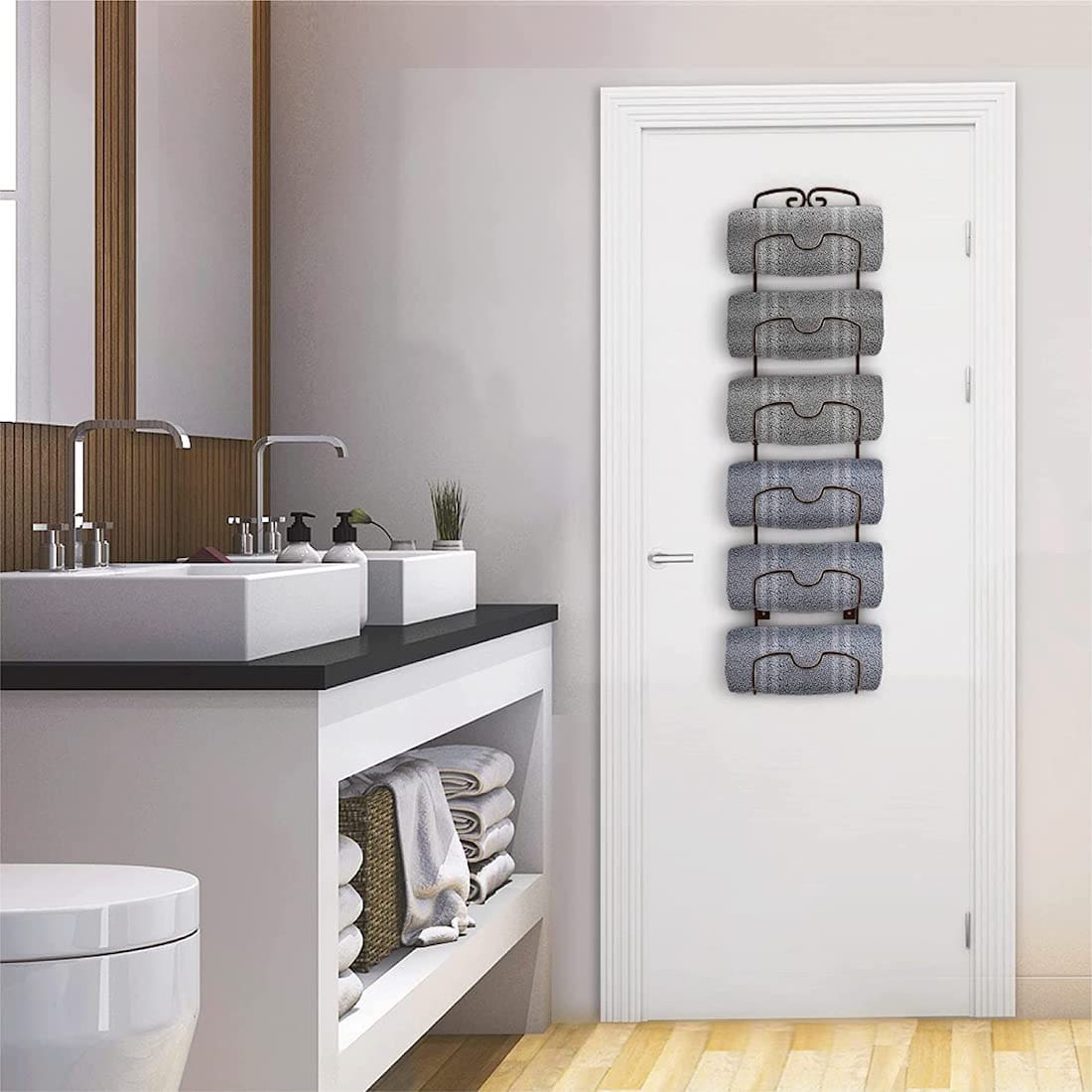 Wine rack towel holder hack back of door storage ideas