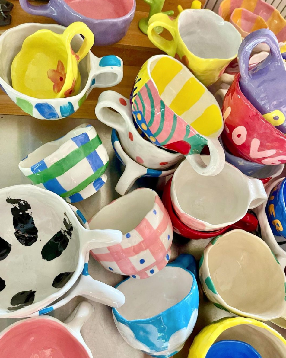 Jumble of handmade mugs from Ahyayah ceramics