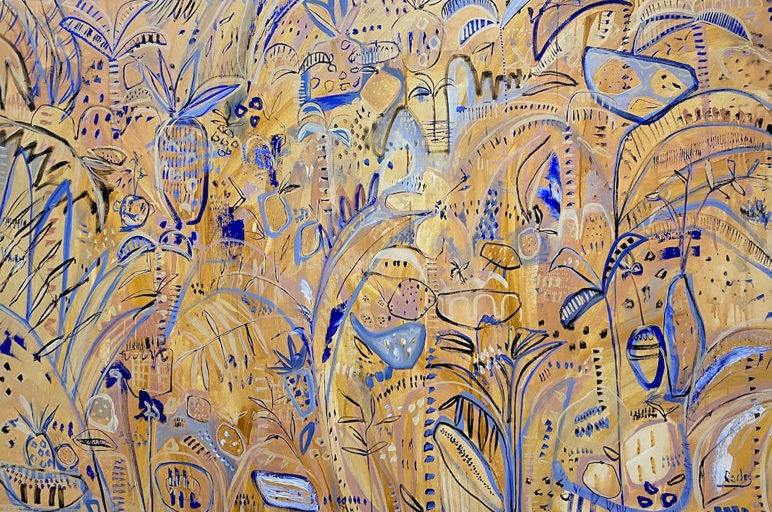 Colourful Botanical Abstracts_CarleyBourne_painter_yellow and blue abstract