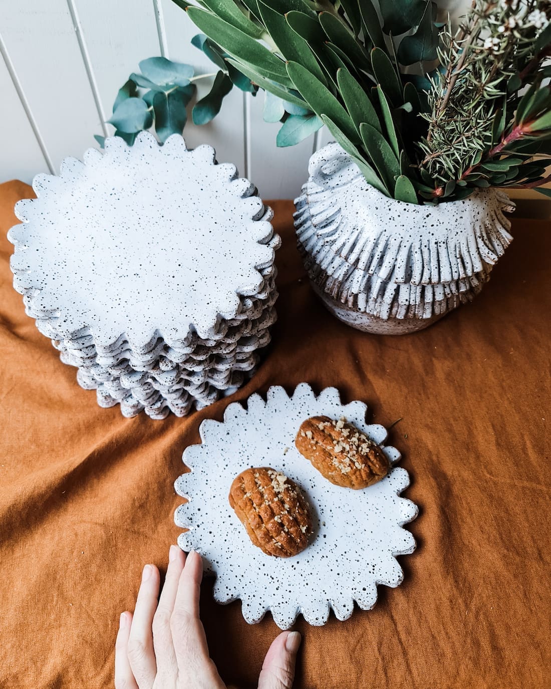 The Seasonal Ceramicist_flower plates_Imperfect textural ceramics